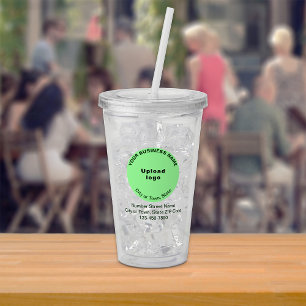 Vaso Acrílico Marca Comercial Empresarial Verde Claro Redonda