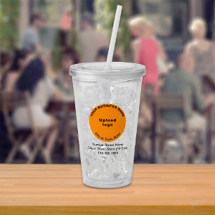 Vaso Acrílico Marca Comercial Naranja Redonda en Tumbler de Acrí