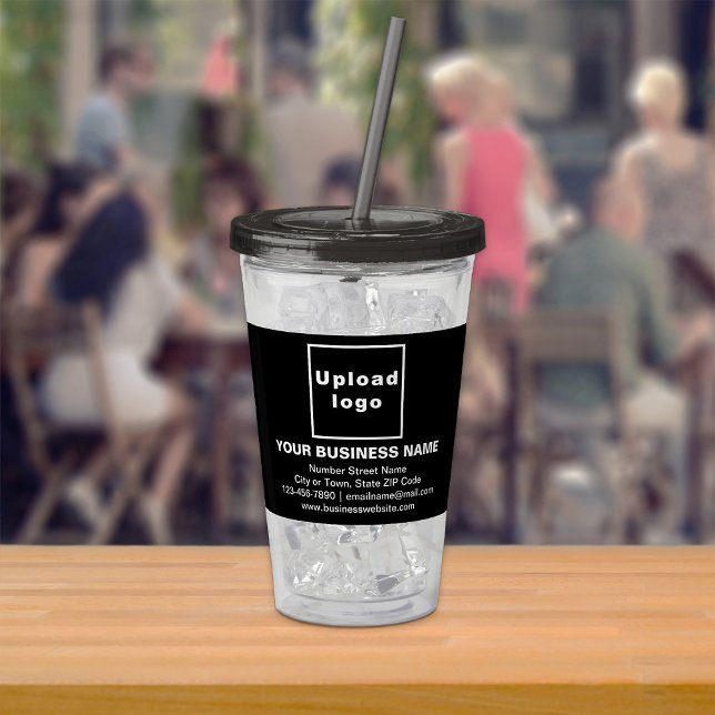Vaso Acrílico Marca comercial negra en Tumbler acrílico (Acrylic tumbler with your business brand in black)
