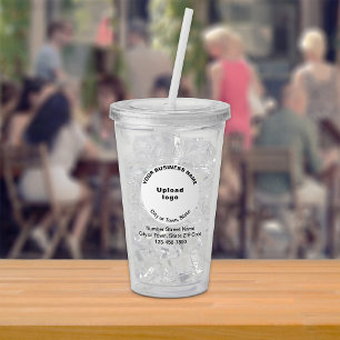 Vaso Acrílico Marcado Comercial Blanco Redondo en Tumbler de Acr
