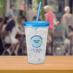 Vaso Acrílico Marcado de negocio azul claro redondo en