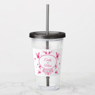 Vaso Acrílico Marco floral rosado