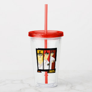 Vaso Acrílico Marco futurista de tres paneles de caracteres Samu