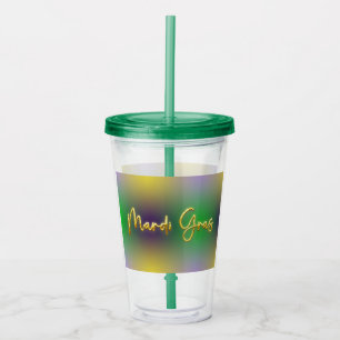 Vaso Acrílico Mardi Gras Amarillo, Púrpura, Verde