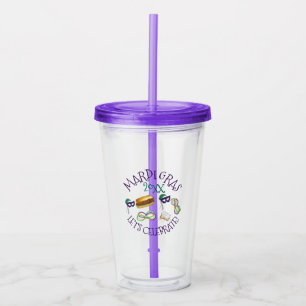 Vaso Acrílico Mardi Gras Fiesta New Orleans Bandas de máscara de