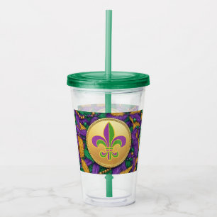 Vaso Acrílico Mardi Gras Fleur de lis