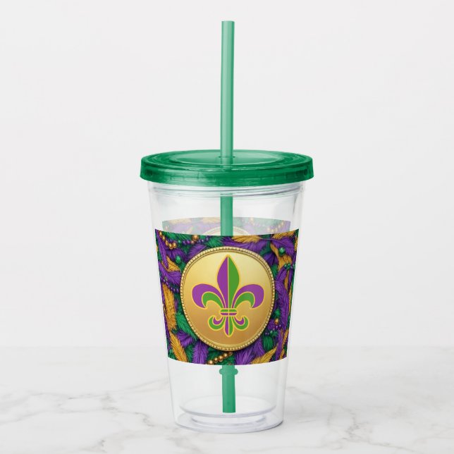 Vaso Acrílico Mardi Gras Fleur de lis (Anverso)