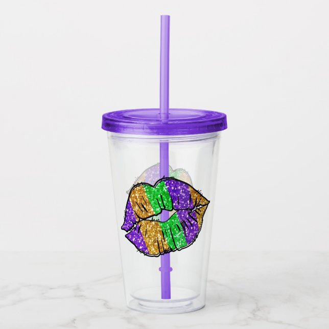 Vaso Acrílico Mardi Gras Kiss Tumbler acrílico (Anverso)
