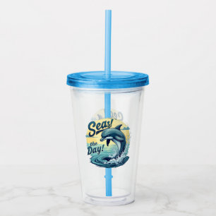 Vaso Acrílico Mares el día de la estética del océano delfín retr