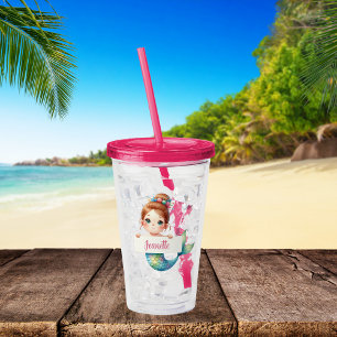 Vaso Acrílico Mares encantados Personalizado Mermaid
