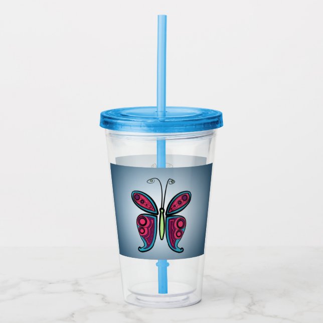 Vaso Acrílico Mariposa (Anverso)
