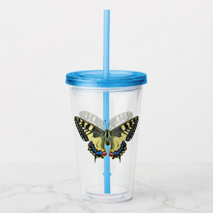 Vaso Acrílico Mariposa amarilla y negra
