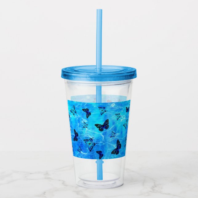 Vaso Acrílico Mariposa azul (Anverso)