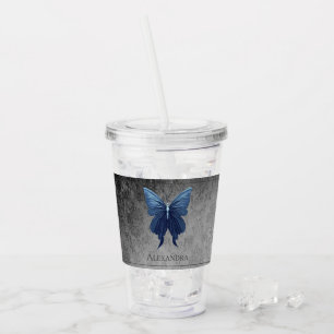 Vaso Acrílico Mariposa con manchas azules