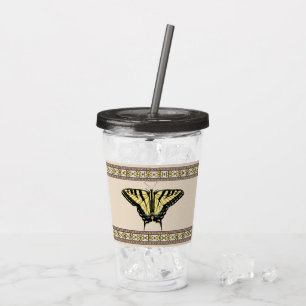 Vaso Acrílico Mariposa de cola de cerda amarilla del suroeste