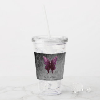 Vaso Acrílico Mariposa de Magenta Jeweld