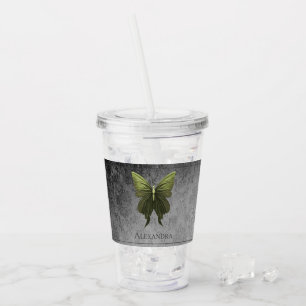 Vaso Acrílico Mariposa jewada verde