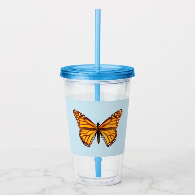 Vaso Acrílico Mariposa Monarca (Anverso)