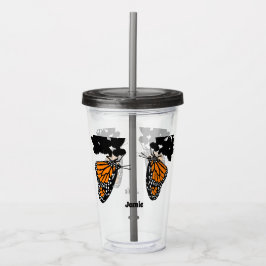 Vaso Acrílico Mariposa monarca de Naranja cutáneo