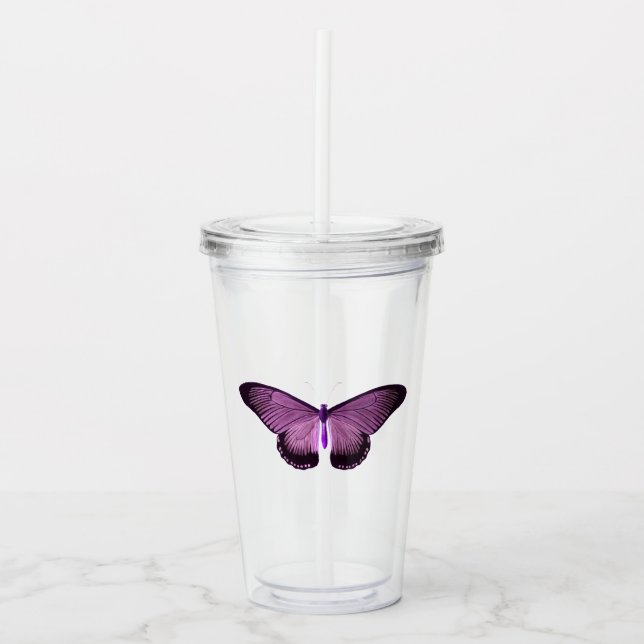 Vaso Acrílico Mariposa Morada Irisada (Anverso)