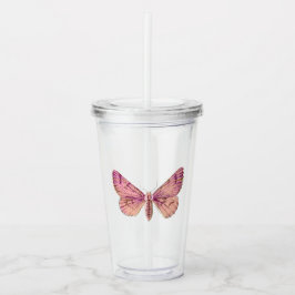 Vaso Acrílico Mariposa rosa