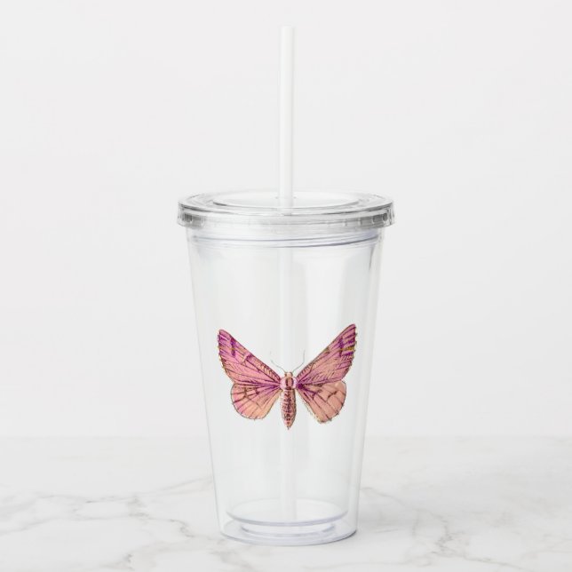 Vaso Acrílico Mariposa rosa (Anverso)