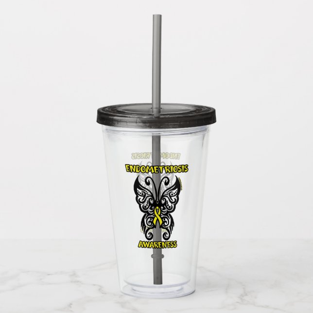 Vaso Acrílico Mariposa/Tribal...Endometriosis (Anverso)