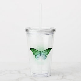 Vaso Acrílico Mariposa Verde Irisada