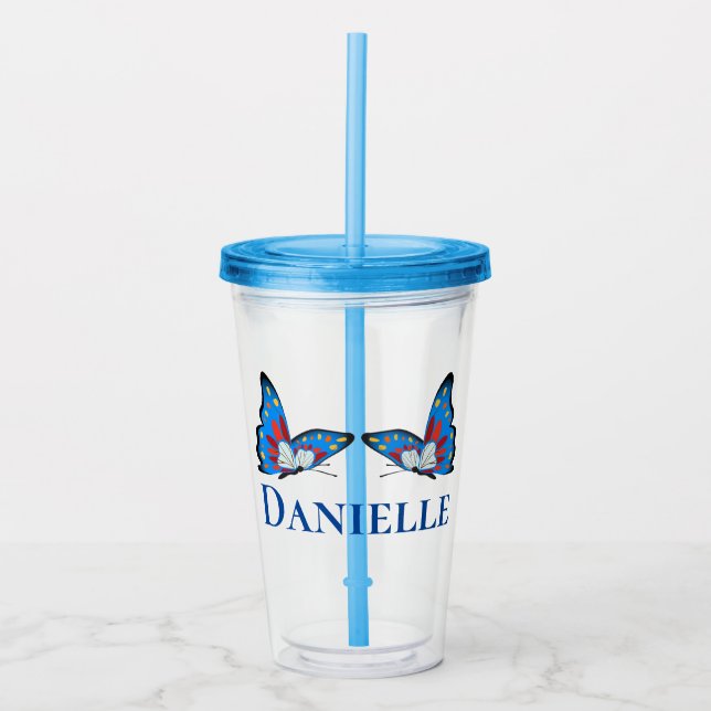 Vaso Acrílico Mariposas (Anverso)