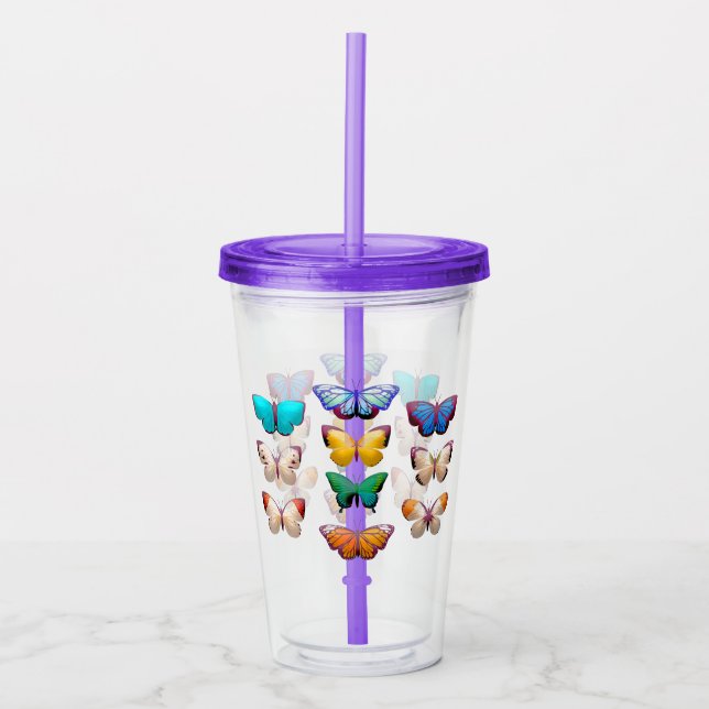 Vaso Acrílico Mariposas (Anverso)