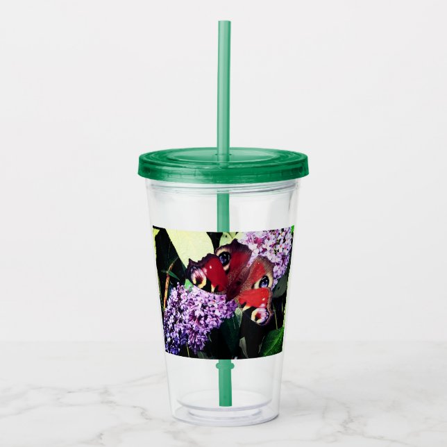 Vaso Acrílico Mariposas rojas (Anverso)