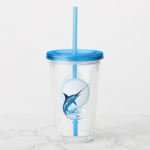 Vaso Acrílico Marlín Azul Saltando fuera del Océano