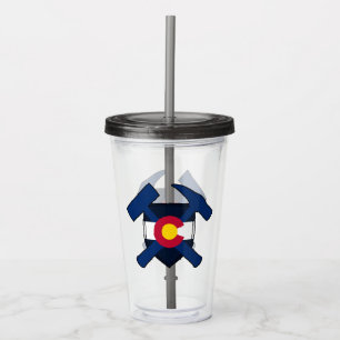 Vaso Acrílico Martillo de rock geólogo con bandera del estado de
