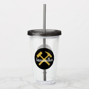 Vaso Acrílico Martillo de rock y nombre personalizado del geólog