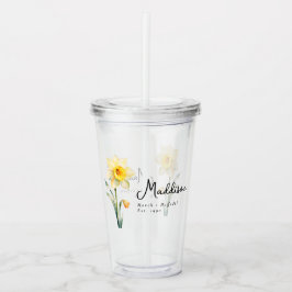 Vaso Acrílico Marzo Mes de Nacimiento Flor Daffodil Personalizad