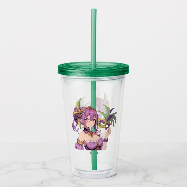 Vaso Acrílico Máscara Anime Mardi Gras (Anverso)