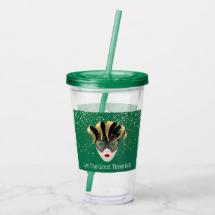 Vaso Acrílico Máscara de Mardi Gras Tumbler acrílico y paja
