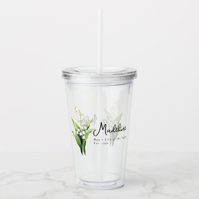 Vaso Acrílico May Birth Month Flower Lily Personalizada (Anverso)