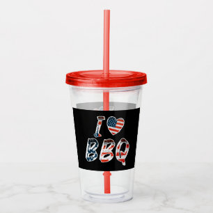 Vaso Acrílico Me encanta la barbacoa, patriota estadounidense