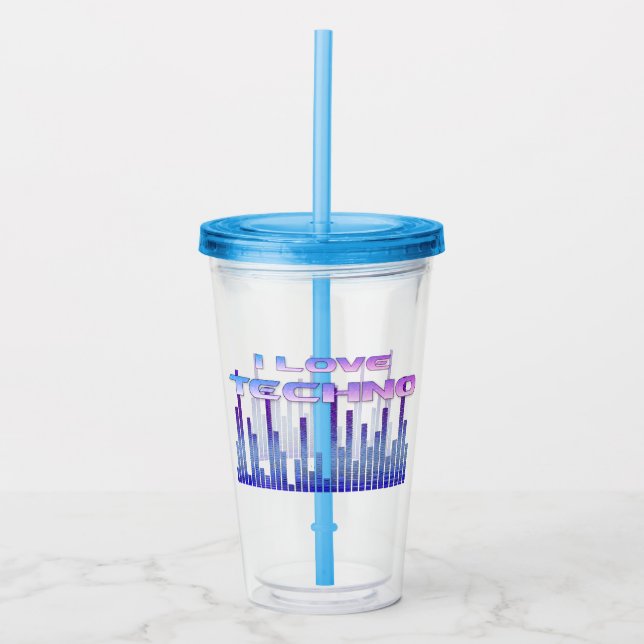 Vaso Acrílico Me encanta Techno (Anverso)
