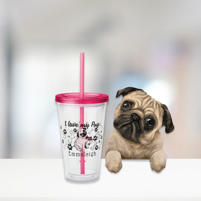 Vaso Acrílico Me encantan las pinturas de pata de perro de peluc (Subido por el creador)