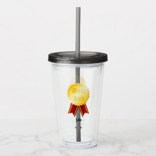 Vaso Acrílico Medalla Cinta Mejor Papá Día del Padre