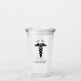 Vaso Acrílico Médica de Enfermería Personalizada Caduceus Símbol
