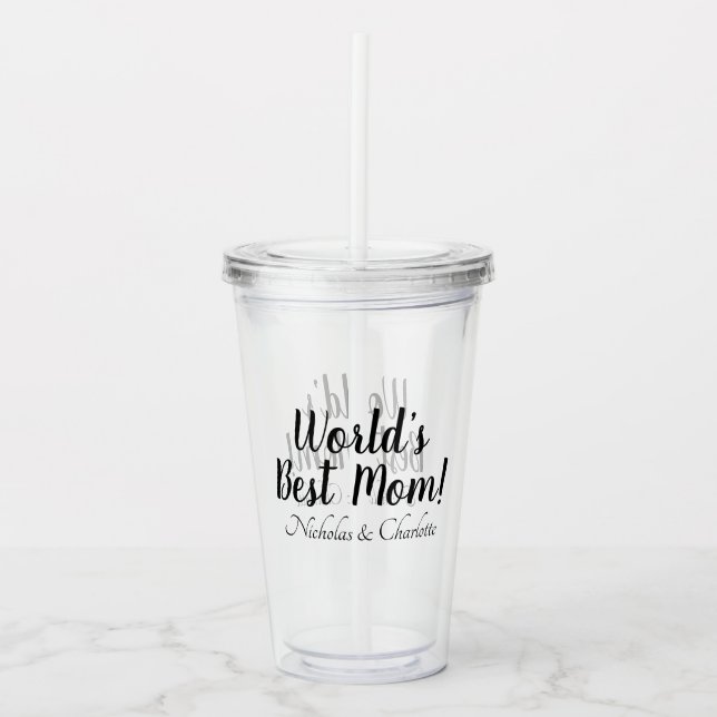 Vaso Acrílico Mejor guión de personalizado negro de mamá del mun (Anverso)