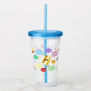 Vaso Acrílico Mejor Palabra del Día del Padre Nubes de palabras