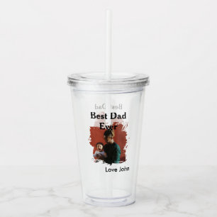 Vaso Acrílico Mejor papá del mundo regalo de padre foto nombre s
