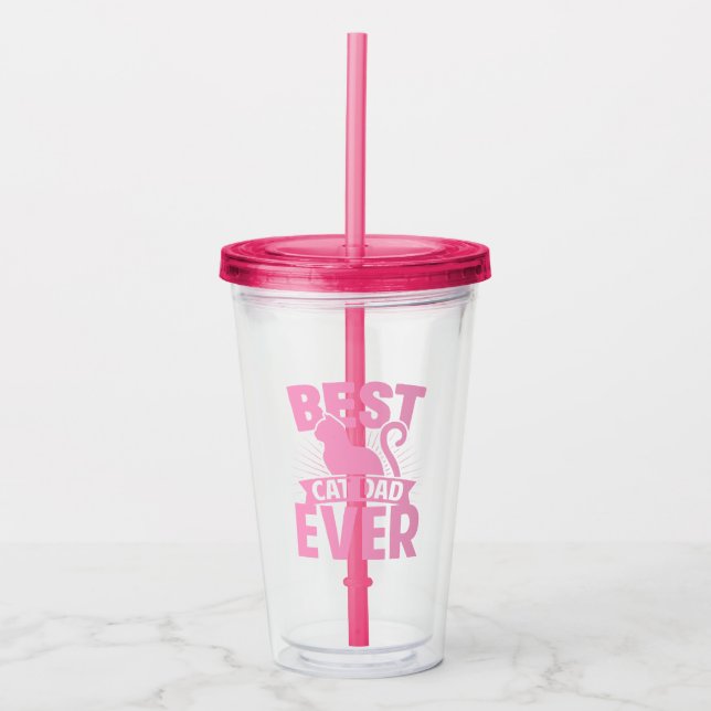 Vaso Acrílico Mejor Papá Gato - Silhouette Gato (Anverso)