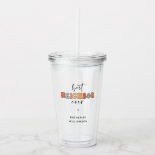 Vaso Acrílico Mejor Vecino Retro Personalizado Siempre Cuto