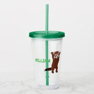 Vaso Acrílico Mensaje de Personalizado del Panda rojo curado per