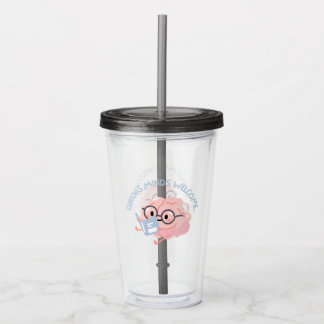 Vaso Acrílico Mentes curiosas bienvenidas cerebro inteligente de
